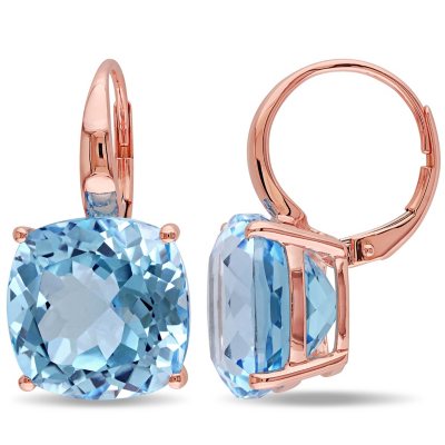 Blue topaz rose 2024 gold earrings