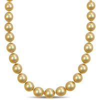 Allura 10-12.5 mm Champagne South Sea Cultured Pearl Strand Necklace in 14K Yellow Gold, 18"