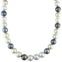 Allura 10-12.5 mm Multi-Color South Sea and Tahitian Cultured Pearl Necklace in 14K Yellow Gold, 18"