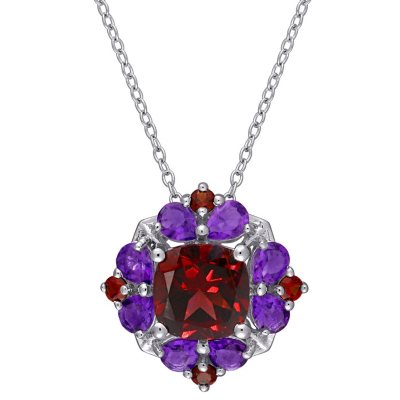 Garnet and African-Amethyst Cocktail Pendant in Sterling Silver - Sam's ...