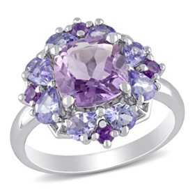 Amethyst and Tanzanite Cocktail Ring in Sterling Silver