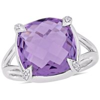 Amethyst and White Topaz Cocktail Ring in Sterling Silver