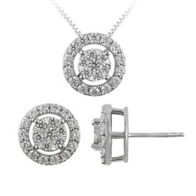 1.96 CT. T.W. Diamond Earring and Pendant Set in 14K Gold