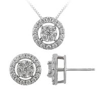 1.98 CT. T.W. Diamond Earring and Pendant Set in 14K Gold