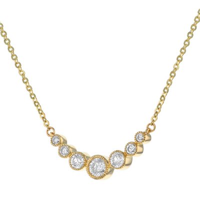 S Collection 1/2 CT. T.W. Curved Graduated Bar Necklace in 14K Yellow ...