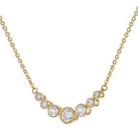 S Collection 1/2 CT. T.W. Curved Graduated Bar Necklace in 14K Yellow Gold