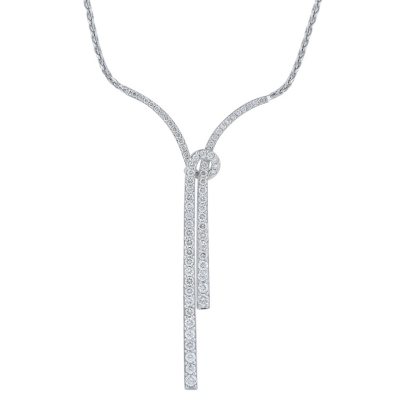 DIAMOND BLOSSOM LARIAT NECKLACE, WHITE GOLD AND DIAMONDS - Categories  Q94323