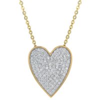 S Collection 1/2 CT. T.W. Diamond Heart Micro-Pave Set Pendant in 14K Yellow Gold