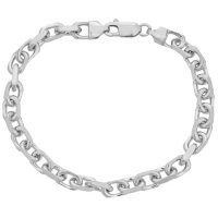 Italian Sterling Silver Diamond-Cut Oval Rolo Chain Bracelet, 8.5"