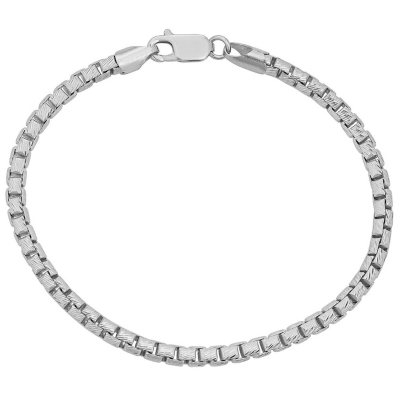 sterling bracelet chain italian silver box diamond cut samsclub