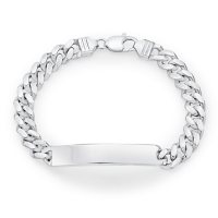 Italian Sterling Silver Polished Curb Chain ID Bracelet, 8.5"