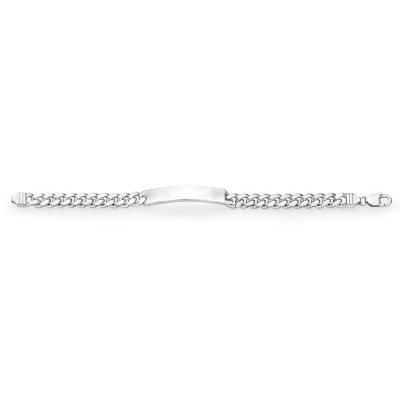 Italian Sterling Silver Polished Curb Chain ID Bracelet, 8.5