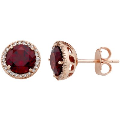 Rose gold garnet earrings sale