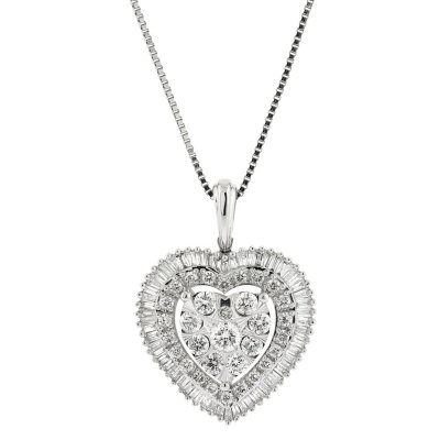 0.96 CT. T.W. Diamond Heart Pendant in 14K White Gold - Sam's Club