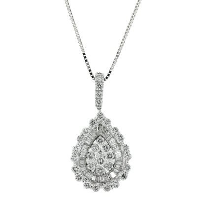 0.96 CT. T.W. Diamond Drop Pendant in 14K White Gold - Sam's Club