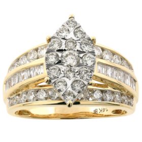 1.46 CT. TW. Diamond Marquise Shaped Engagement Ring in 14K Gold