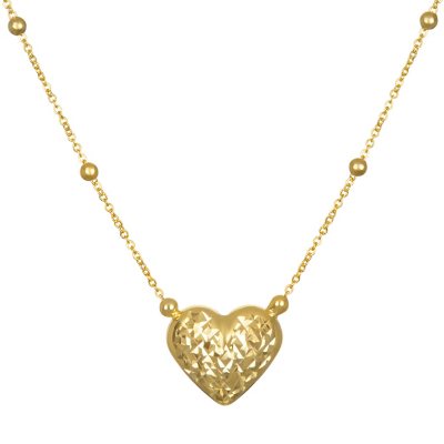 14K Yellow Gold Diamond Cut Reversible Heart Pendant - Sam's Club