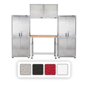 Seville Classics UltraHD 5-Piece Storage Cabinet System with Height Adjustable Workbench, 9' Wide		