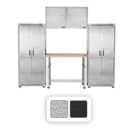 UltraHD 5-Piece Garage Cabinet Set With Adjustable Workbench
