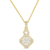 0.23 CT. T.W. Marquise and Round Kite-Shape Dangle Pendant in 14K Gold
