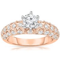 1.37 CT. T.W. Round Diamond Vintage-Style Engagement Ring in 14K Gold