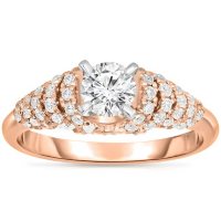 0.95 CT. T.W. Round Diamond Layered Collar Engagement Ring in 14K Gold