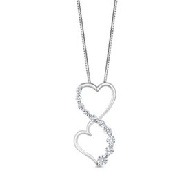 0.23 CT. T.W. Diamond Double Heart Infinity Pendant in 14K Gold