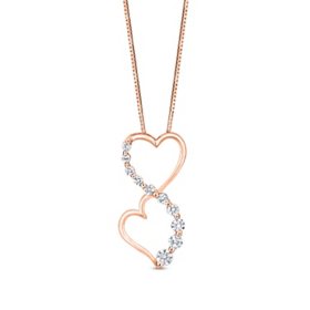 0.23 CT. T.W. Diamond Double Heart Infinity Pendant in 14K Gold