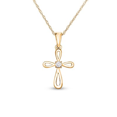 0.02 CT. T.W. Diamond Cross Pendant in 14K Gold - Sam's Club