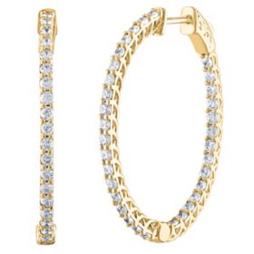 3.00 CT. T.W. Diamond Inside-Out Hoop Earrings in 14K Gold