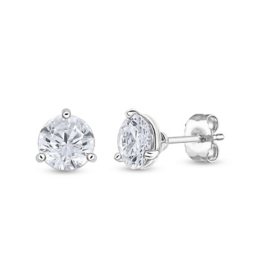 Round Cut Diamond Martini Set Stud Earrings in 14K Gold