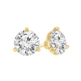 DRS 1Pair 925 Sterling Silver Bezel Martini-Set 4mm Clear Cubic Zirconia Solitaire Stud Earrings