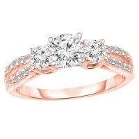 1.00 CT. T.W. Diamond Three Stone Split Shank Engagement Ring in 14K Gold