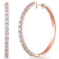 4.00 CT. T.W. Diamond Hoop Earrings in 14K Gold