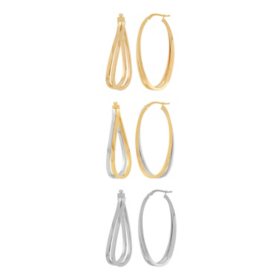 Double Curve Hoop Earrings in14K Gold
