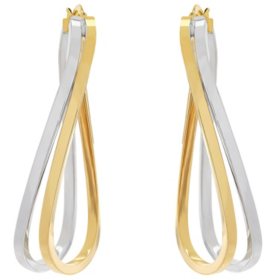 14K Italian Gold Double Curve Hoop Earrings