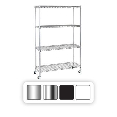 Black/Chrome Storage Rack 4-Tier Organizer Kitchen Shelving Steel