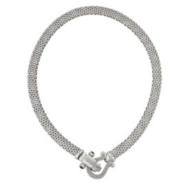 Sterling Silver 0.29 CT T.W. Diamond Padlock Paperclip Necklace