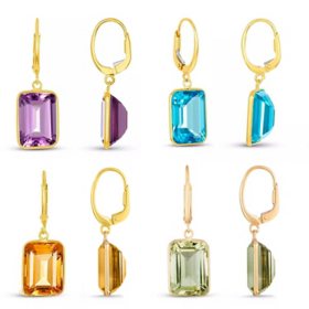 Emerald Cut Dangle Earrings in 14K Yellow Gold