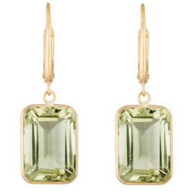 Emerald Cut Dangle Earrings in 14K Yellow Gold