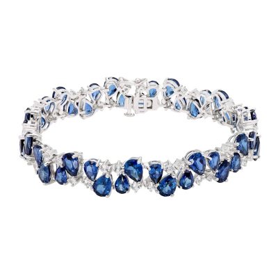 Sapphire bracelet 33.75 CT. Lab Blue Sapphire and Created White Sapphire Bracelet in Sterling  Silver - Sam's Club