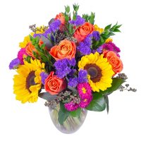 Deals on Member's Mark Brightened My Day Bouquet + Vase (24 stems)