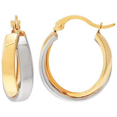 14K Two-Tone Crossover Hoop Earrings - Sam's Club