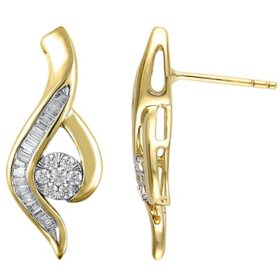 0.46 CT. T.W. Diamond Swirl Earrings in 14K Two-Tone Gold