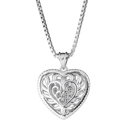 Sterling Silver LogoArt University of Louisville Pendant in Heart