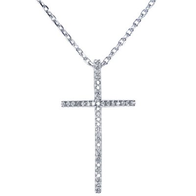 Silver Diamond Cross Pendant