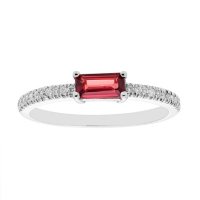 Garnet and 0.10 CT. T.W. Diamond Ring in 14K Gold