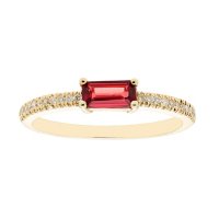 Garnet and 0.10 CT. T.W. Diamond Ring in 14K Gold