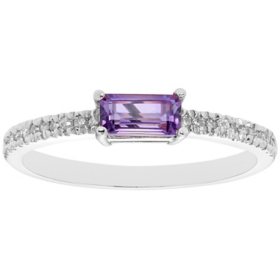 Amethyst and 0.10 CT. T.W. Diamond Ring in 14K Gold
