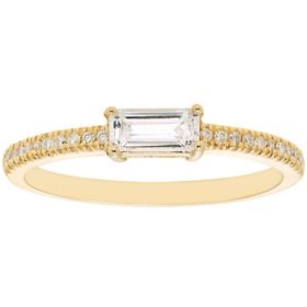 Lab White Sapphire and 0.10 CT. T.W. Diamond Ring in 14K Gold